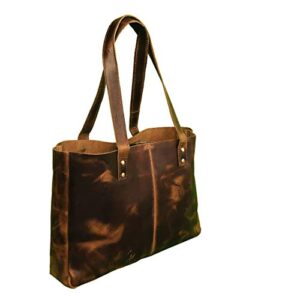 16″ vintage buffalo leather bag womens shoulder tote bag