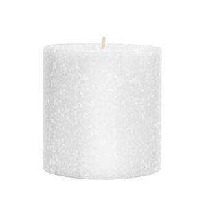 root candles unscented beeswax enhanced textured timberline pillar candle, 3-inch, white