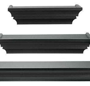 kieragrace Traditional Floating-Shelves, Set of 3 (12"W, 16"W, 24"W), Black