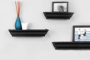 kieragrace Traditional Floating-Shelves, Set of 3 (12"W, 16"W, 24"W), Black