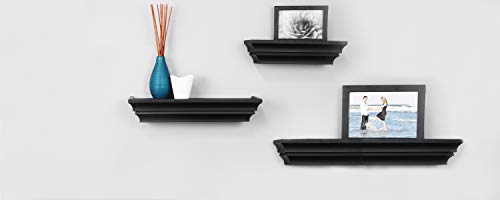 kieragrace Traditional Floating-Shelves, Set of 3 (12"W, 16"W, 24"W), Black