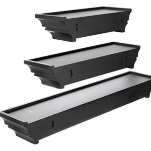 kieragrace Traditional Floating-Shelves, Set of 3 (12"W, 16"W, 24"W), Black