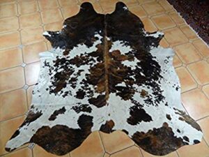 meshnew tricolor brazilian cowhide rug tri cow hide skin leather area rug exotic (small 5ft x 3ft)