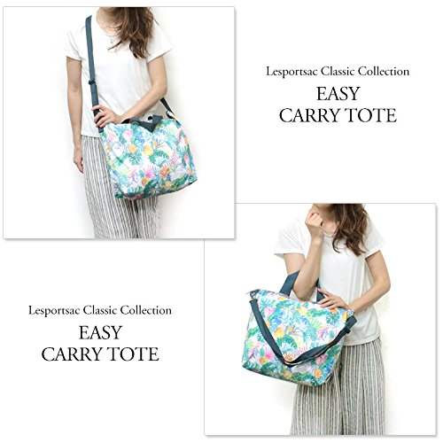 LeSportsac Lauren Roth Uluwehi HAWAII EXCLUSIVE Easy Carry Tote Crossbody + Top Handle Handbag, Style 2431/Color K605, Vibrant Tropical Flowers & Pineapples, Lauren Roth Signature Printed on Pattern