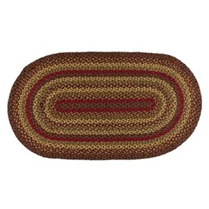 ihf home decor braided rug 3′ x 5′ country style new oval floor carpet cinnamon design jute material,wine, sage, tan