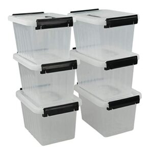 idomy 6-pack tiny clear latching boxes with handle, 2.5 quart plastic storage box