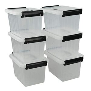 Idomy 6-Pack Tiny Clear Latching Boxes with Handle, 2.5 Quart Plastic Storage Box