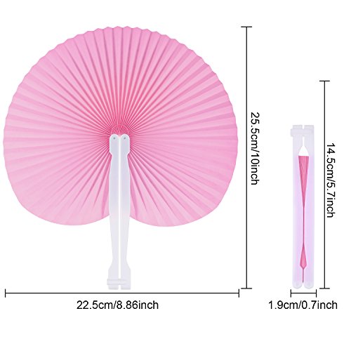 Pangda 24 Pieces Round Folding Handheld Paper Fans Assortment for Party Wedding Favor Birthday Supplies (Pink)