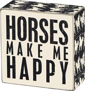primitives by kathy square box sign, 4-inch, horses