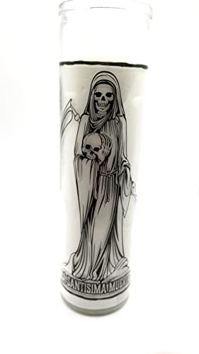 Holy Death (Santa Muerte) 7 Day White Candle -veladoras para la Santa Muerte , Santa Muerte Veladora-Santisima Muerte-7 Day Candle- devotional Candle- White Candle