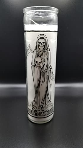 Holy Death (Santa Muerte) 7 Day White Candle -veladoras para la Santa Muerte , Santa Muerte Veladora-Santisima Muerte-7 Day Candle- devotional Candle- White Candle