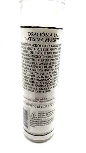 Holy Death (Santa Muerte) 7 Day White Candle -veladoras para la Santa Muerte , Santa Muerte Veladora-Santisima Muerte-7 Day Candle- devotional Candle- White Candle