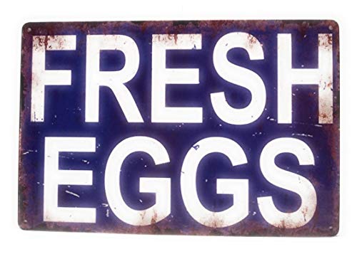 Fresh Eggs Uniqe Metal Tin Sign, Barn Sign, Farmer Sign, Eggs Sign, Chicken Coop Décor, Farm Fresh Eggs Sign, Business Sign, 8-Inch by 12-Inch Sign | TSC293 |