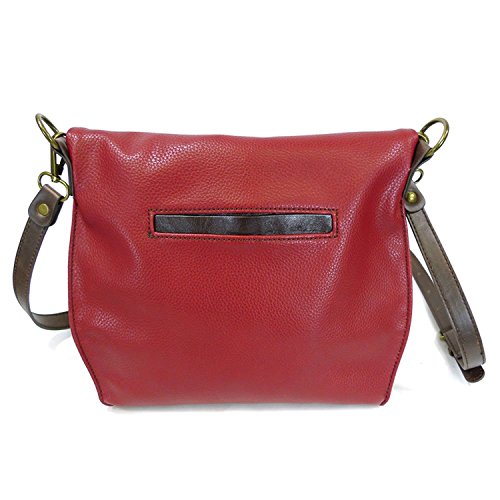 CHALA Charming Crossbody Shoulder Handbag With Zipper Flap Top and Key Fob- Burgundy (Metal Dragonfly)