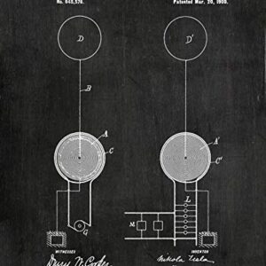 Nikola Tesla Gifts for Engineers - Steampunk Wall Decor SIX (8"x10") UNFRAMED Wall Art Patent Prints - Industrial Artwork Home Decor - Electrical, Coil, Nerd, Geek, Science, Physics Decorations