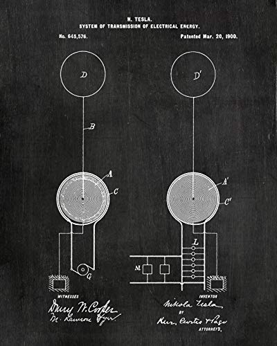 Nikola Tesla Gifts for Engineers - Steampunk Wall Decor SIX (8"x10") UNFRAMED Wall Art Patent Prints - Industrial Artwork Home Decor - Electrical, Coil, Nerd, Geek, Science, Physics Decorations