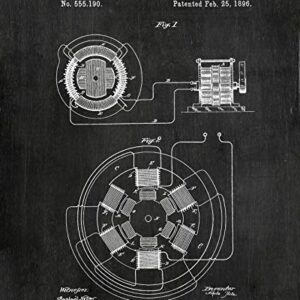 Nikola Tesla Gifts for Engineers - Steampunk Wall Decor SIX (8"x10") UNFRAMED Wall Art Patent Prints - Industrial Artwork Home Decor - Electrical, Coil, Nerd, Geek, Science, Physics Decorations