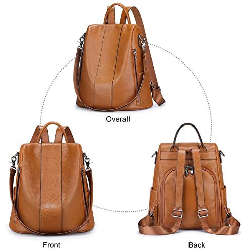 S-ZONE Women Soft Leather Backpack Antitheft Rucksack Ladies Shoulder Bag Medium