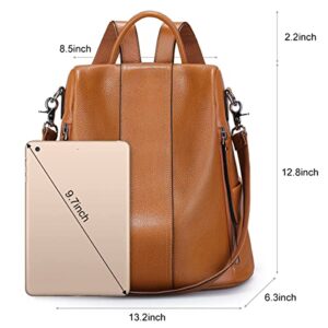 S-ZONE Women Soft Leather Backpack Antitheft Rucksack Ladies Shoulder Bag Medium