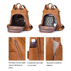 S-ZONE Women Soft Leather Backpack Antitheft Rucksack Ladies Shoulder Bag Medium