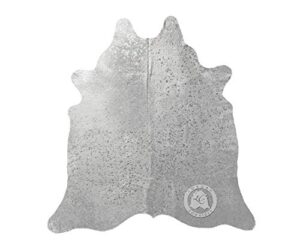genuine metallic silver on off white cowhide rug 6 x 8 ft. 180 x 240 cm