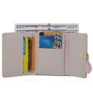 UTO Small Wallet for Women PU Leather Leaf Pendant Card Holder Organizer Coin Purse Light Purple