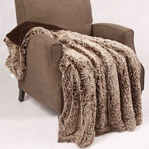 home soft things wholly mammoth throw blanket, 50″ x 60″, chocolate brown