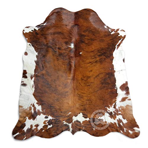 Genuine Brindle Tricolor Cowhide Rug Large 6 x 6-7 ft. 180 x 210 cm