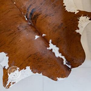 Genuine Brindle Tricolor Cowhide Rug Large 6 x 6-7 ft. 180 x 210 cm