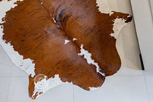 Genuine Brindle Tricolor Cowhide Rug Large 6 x 6-7 ft. 180 x 210 cm