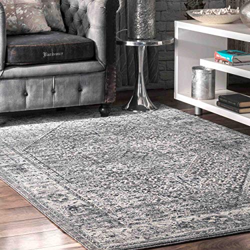 nuLOOM Victoria Distressed Medallion Area Rug, 9' x 12', Grey