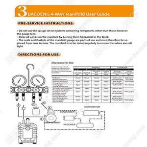 BACOENG Professional Vacuum Pump & Manifold Gauge Set - HVAC A/C Refrigeration Kit - Diagnostic R12 R22 R134a R410A - w/Case