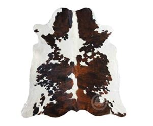 genuine tricolor cowhide rug approx. 6 x 6-7 ft. 180 x 210 cm