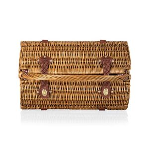 PICNIC TIME - Barrel Wicker Picnic Basket for 2 - Picnic Set - Wine Picnic Basket, (Red & White Gingham Pattern)