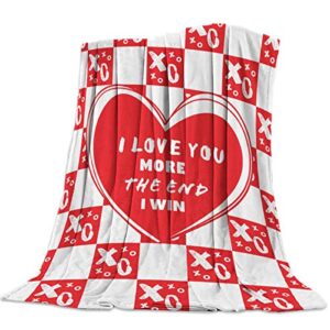 bmall flannel throw blanket i love you more the end i win love heart shape all season premium fluffy microfiber fleece throw for sofa couch throw 39x49inch