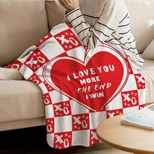 BMALL Flannel Throw Blanket I Love You More The End I Win Love Heart Shape All Season Premium Fluffy Microfiber Fleece Throw for Sofa Couch Throw 39x49inch