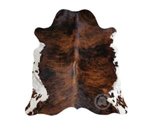 genuine dark brindle tricolor cowhide rug size 6 x 6-7 ft. 180 x 210 cm