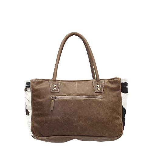 Myra Bags Bucket Genuine Leather with Animal Print Tote, Brown, Size One_Size, Tan, Khaki, Brown, One_Size