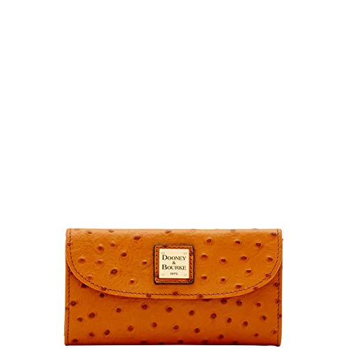 Dooney and Bourke Ostrich Emb Continental Clutch Tan