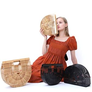 Miuco Womens Bamboo Handbag Handmade Large Tote Bag Size Small