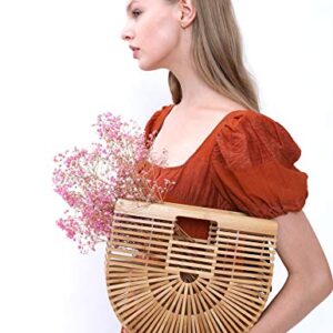 Miuco Womens Bamboo Handbag Handmade Large Tote Bag Size Small