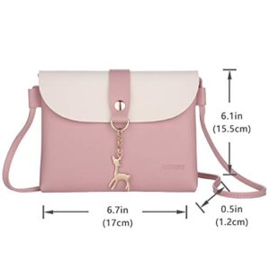 AISPARKY Small Crossbody Purse,PU Leather Small Purse for Womens and Girls With Pendant With Strap/Gold Chain Strap(Pink)