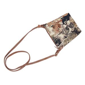 Signare Tapestry Small Crossbody Bag Sling Bag for Women with Cat Design (SLING-CAT)