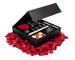 romance helpers romance-in-a-box romantic gift box romantic decorations for special night | romantic basket with candles and rose petals