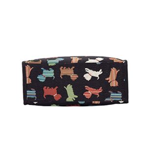 Signare Tapestry Shoulder Bag Shopping Bag for Women with Playful Puppy Design (SHOP-PUPPY)