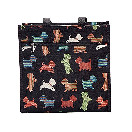 Signare Tapestry Shoulder Bag Shopping Bag for Women with Playful Puppy Design (SHOP-PUPPY)