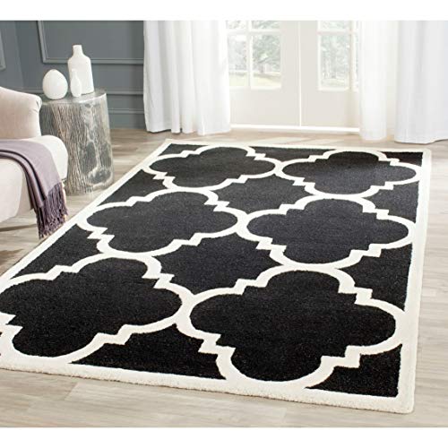 SAFAVIEH Cambridge Collection 8' x 10' Black/Ivory CAM140E Handmade Moroccan Trellis Premium Wool Area Rug