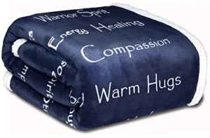 wolf creek blanket co. – compassion blanket – strength courage super soft warm hugs, get well gift blanket healing thoughts positive energy love & hope & fluffy comfort (50 x 65 navy blue)
