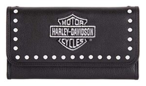 harley-davidson women’s embroidery studded traditional leather wallet hdwwa11462