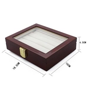 HAWSON Wood Jewelry Case with Glass Top Ring Storage Organizer for Men and Women Jewelry Storage